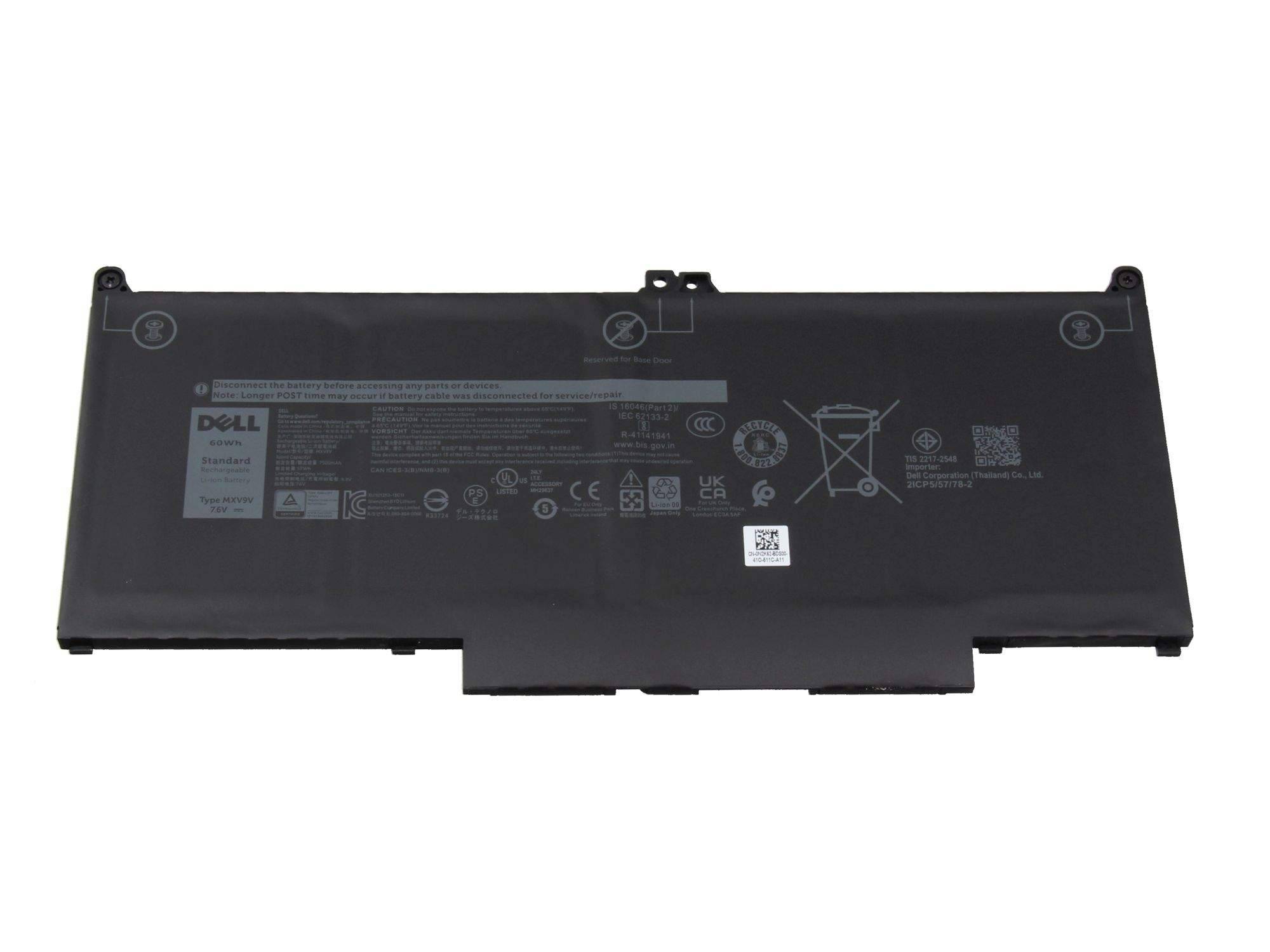 Dell MXV9V Akku 60Wh Original - Akku - 7.500 mAh - 7,6 V