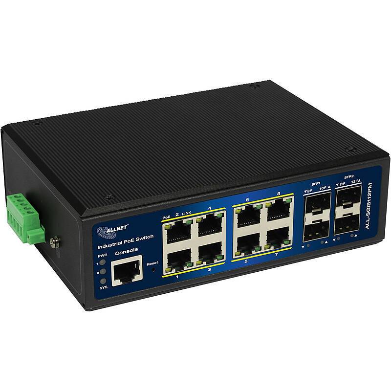 ALLNET ALL-SGI8112PMJ Switch managed 12Port PoE+, Typ: Switch | Anwendung: Videoüberwachung, IT | Farbe: Schwarz