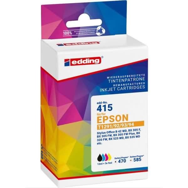 Tintenpatrone ersetzt Epson T1291/1292/T1293/T1294 black + colour Multipack 4