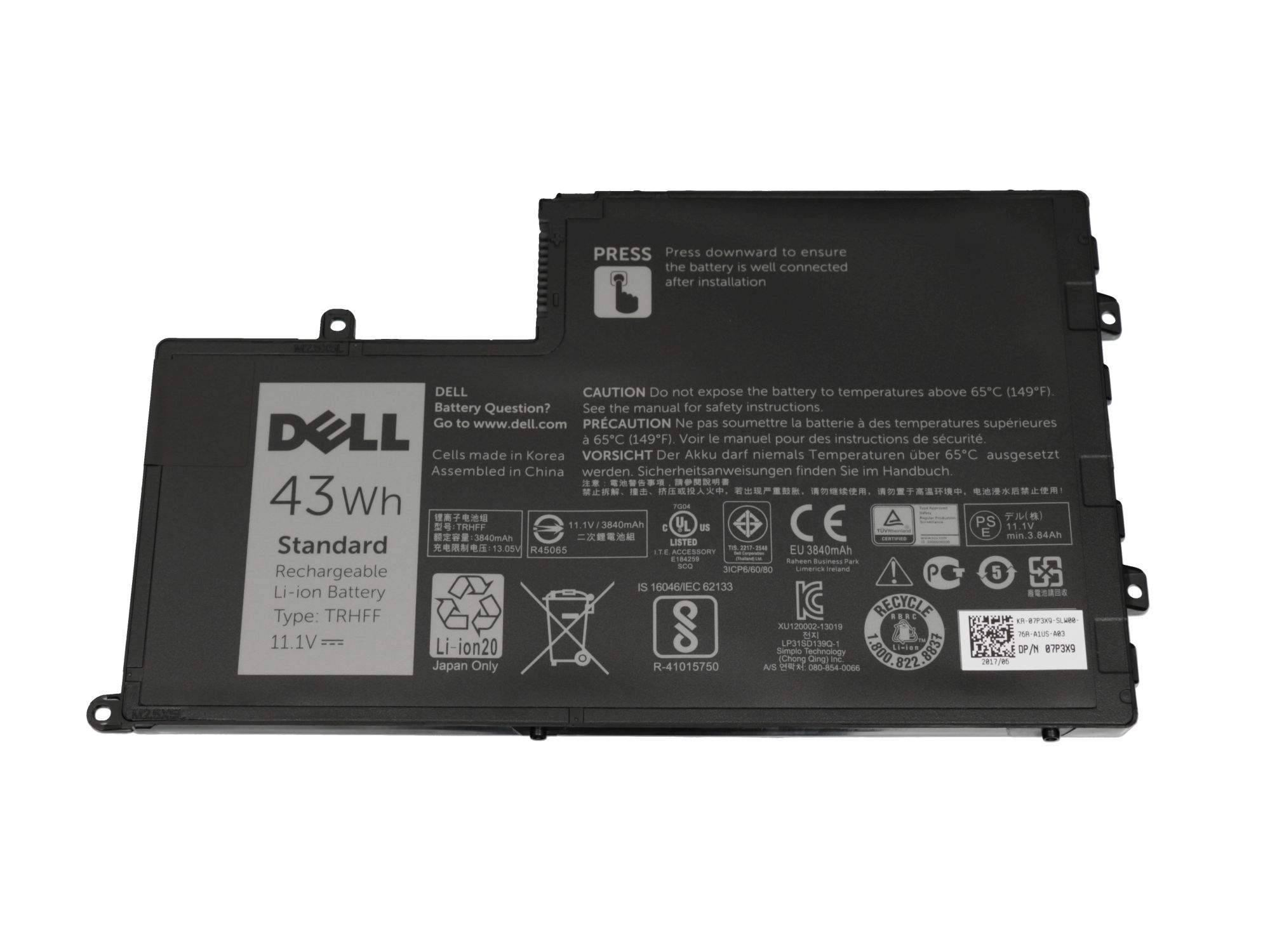 Dell 01WWHW Akku 43Wh Original - Akku - 3.840 mAh - 11,1 V