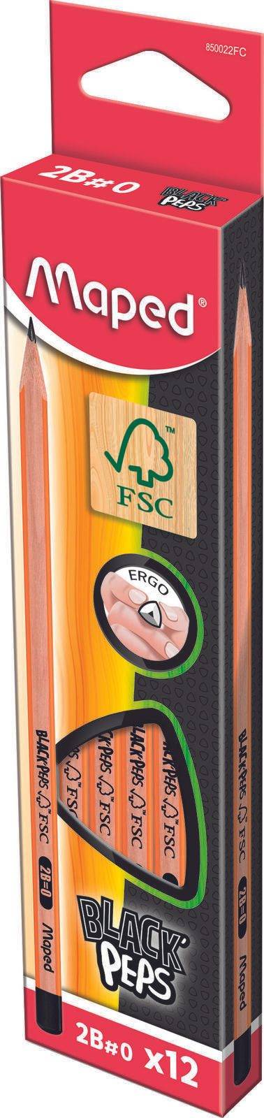 Maped BLACK'PEPS Bleistifte 2B schwarz/Holz 12 St.