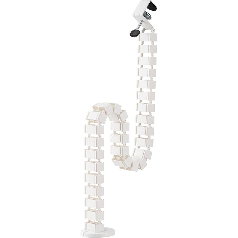 Sicherheitskamera auf einem flexiblen segmentierten Arm montiert, isoliert auf weißem Hintergrund.