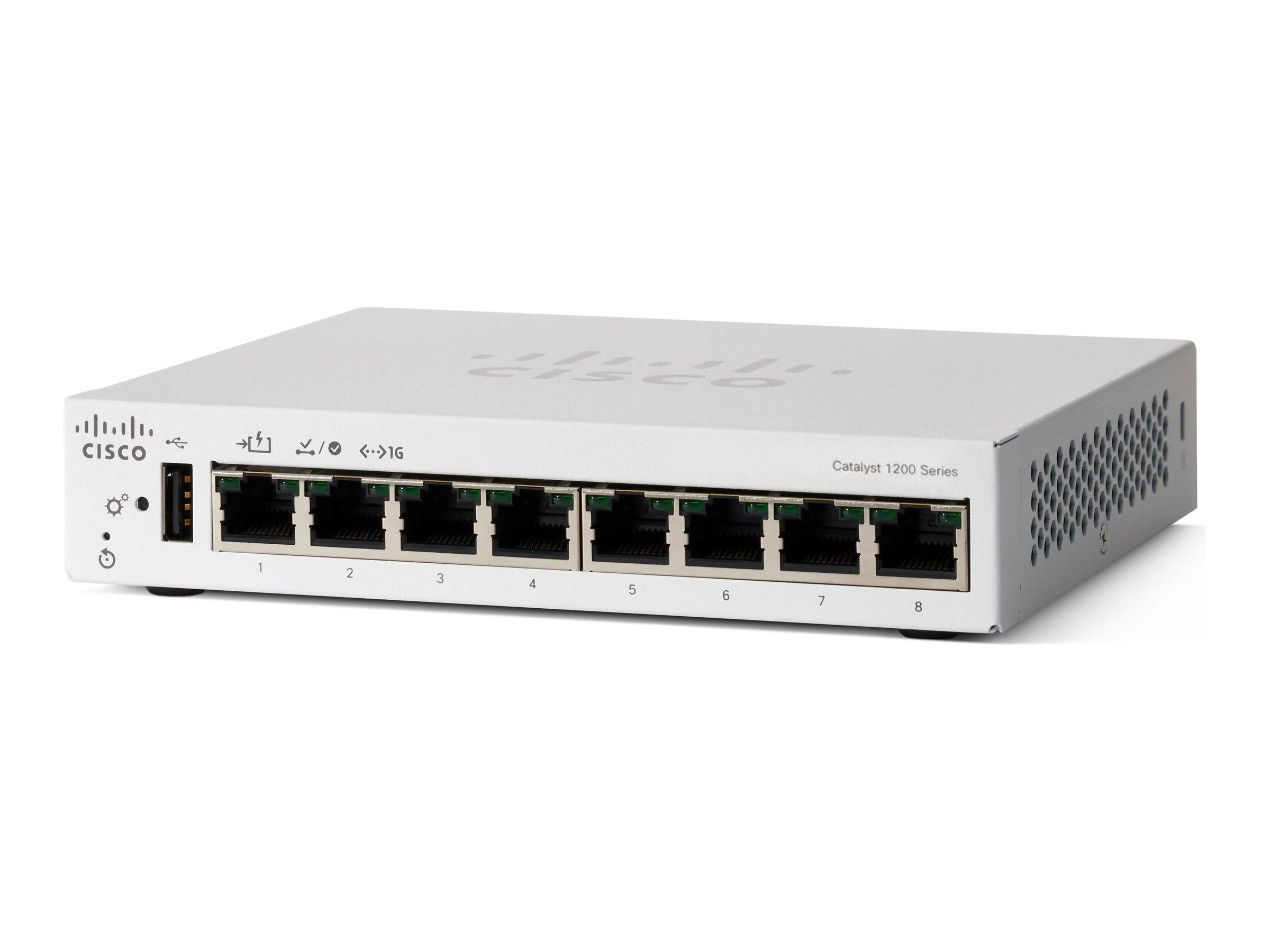 Cisco Catalyst 1200-8T-D - Switch - Gigabit-Ethernet - L3 - Smart - 8 x 10/100/1