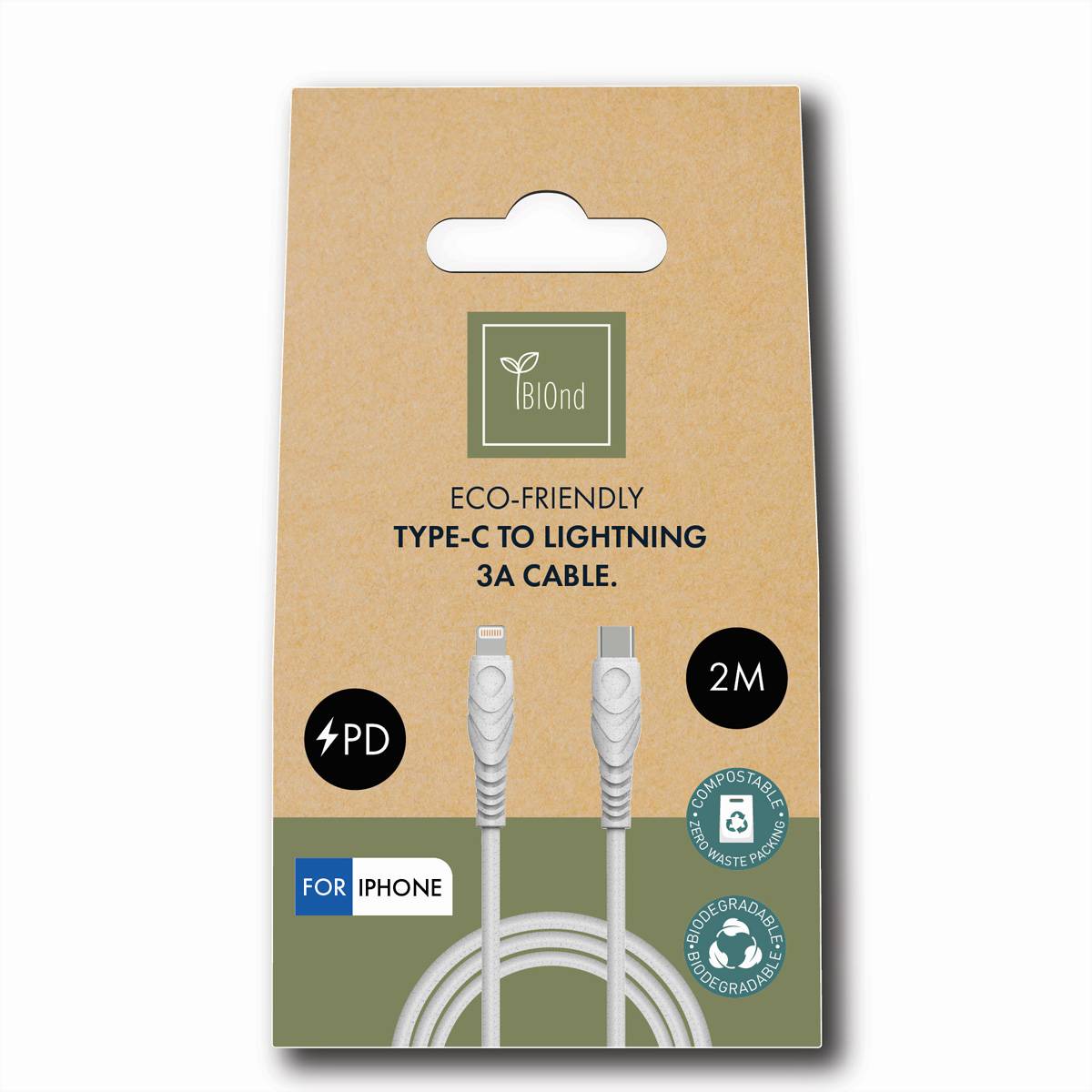 BIOnd BIO-20-TIP USB-C to 8PIN 3A Cable, 2 m