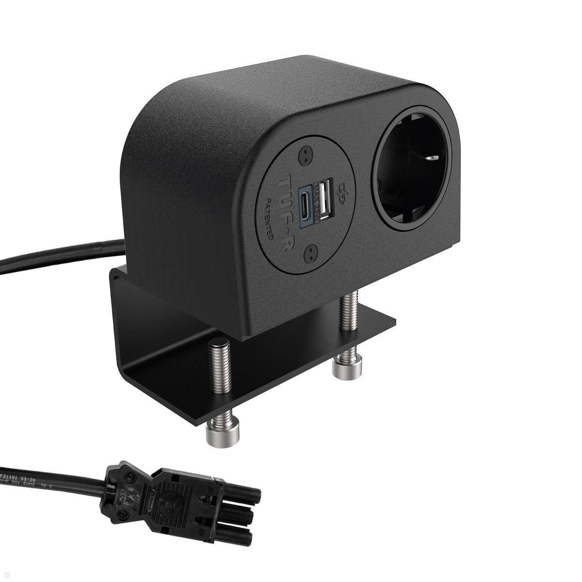 Dataflex Power Phase Tischanschlussfeld 1x Steckdose, 1x USB-A, 1x USB-C (25.203...