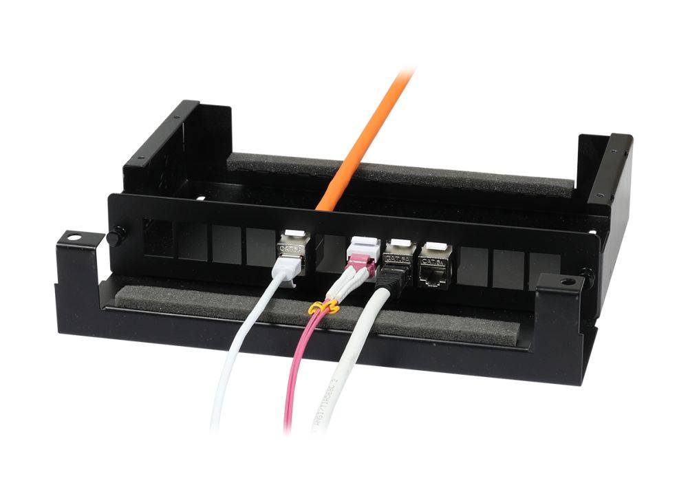 Keystone,Modulträger, Patchpanel für 12x TP-Modul, Aufputz, Metallklappbox(Consolidation Point Box), Schwarz, Synergy 21,
