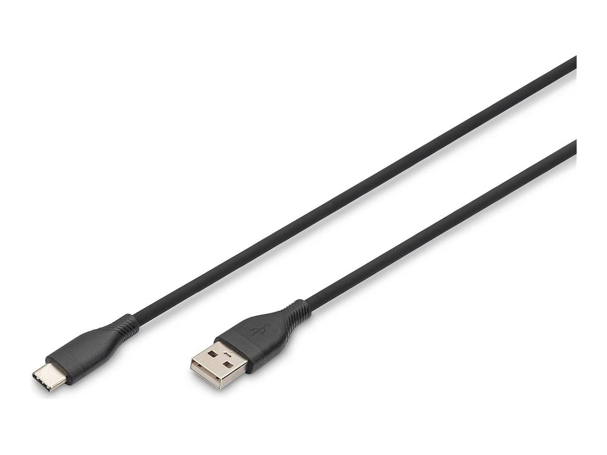 DIGITUS USB 2.0 Kabel Typ C -A Silikon St/St 0,5m schwarz