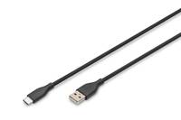 DIGITUS USB 2.0 Kabel Typ C -A Silikon St/St 0,5m schwarz