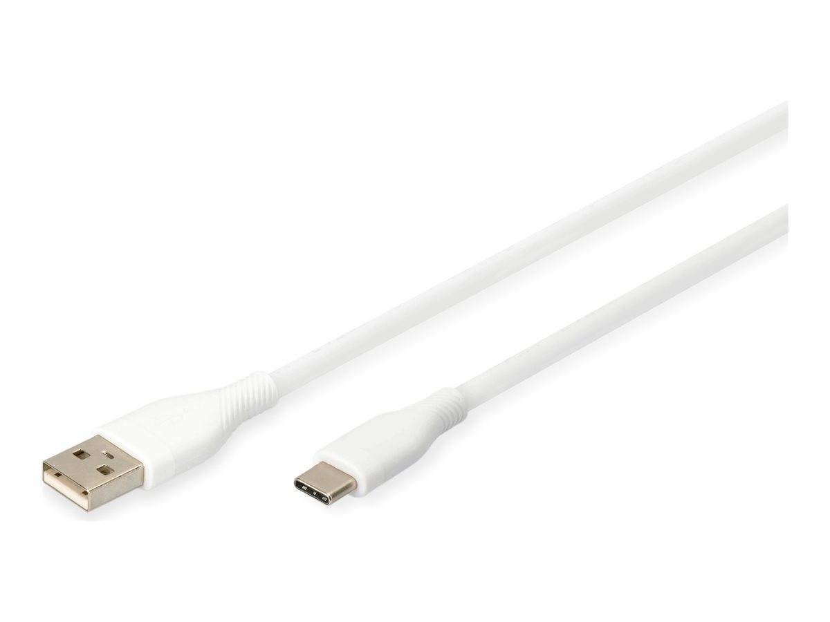 DIGITUS USB 2.0 Kabel Typ C -A Silikon St/St 0,5m weiß