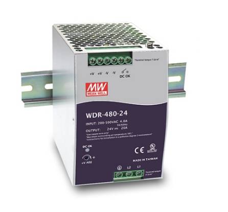 Meanwell MEAN WELL WDR-480-24 - 480 W - 180 - 550 V - 47 - 63 Hz - 1.6 - 4 A - Aktiv - 18 ms