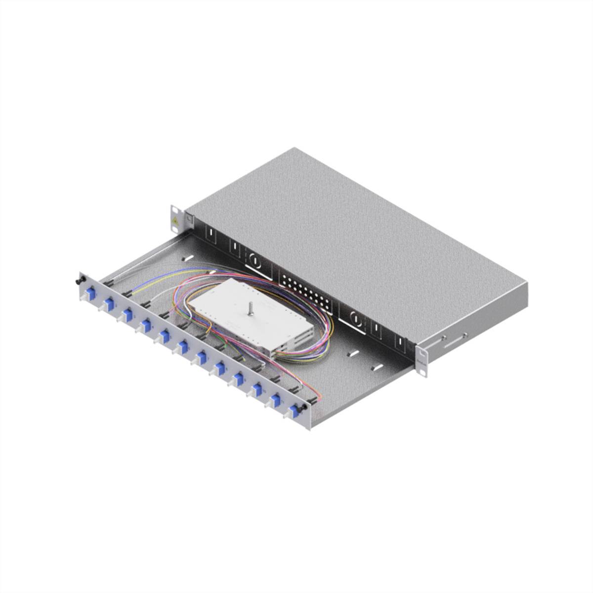 EasyLan - Glasfaserkabelkiste - grade C - Vorderseite - Rack montierbar - LC Duplex SM X 12 - Grau, RAL 7035 - 1U - 48.3