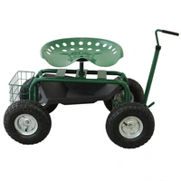 Fahrbarer Gartensitz mit Werkzeugfach und Korb Fahrbarer Gartensitz mit Werkzeugfach und Korb