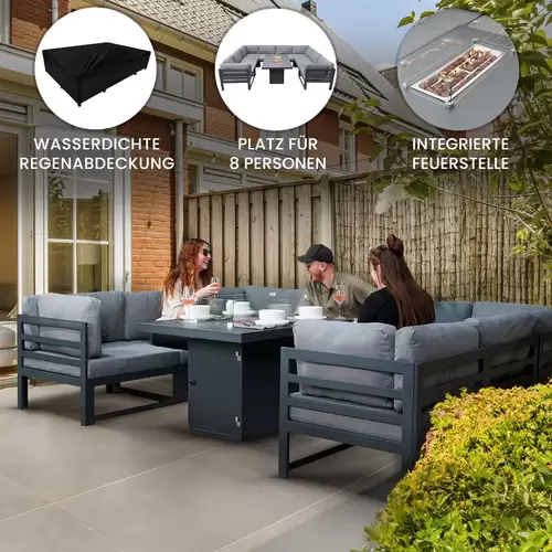 Modulares Gartenlounge-Set mit integrierter Feuerstelle Modulares Gartenlounge-Set mit integrierter Feuerstelle