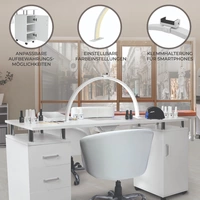 Professioneller Salon Maniküretisch & LED Halbmondlampe Professioneller Salon Maniküretisch & LED Halbmondlampe
