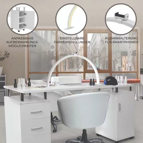 Professioneller Salon Maniküretisch & LED Halbmondlampe Professioneller Salon Maniküretisch & LED Halbmondlampe