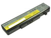 Schwarzes Laptop-Akkupack mit gelbem Warnschild und Anschlussfahnen, isoliert auf weißem Hintergrund dargestellt.