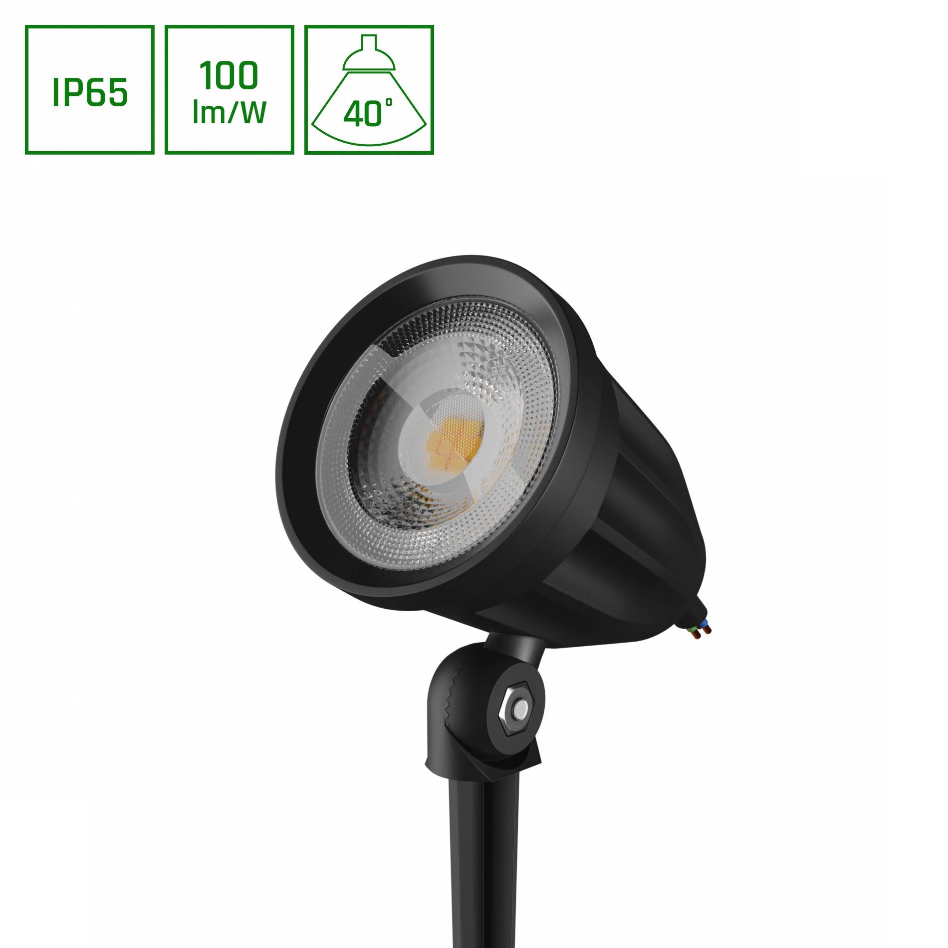Spectrum LED FLORI LIGERO Gartenspot mit Erdspieß IP65 Bodenstrahler 6W schwarz 600lm 40° Warmweiß 3000K