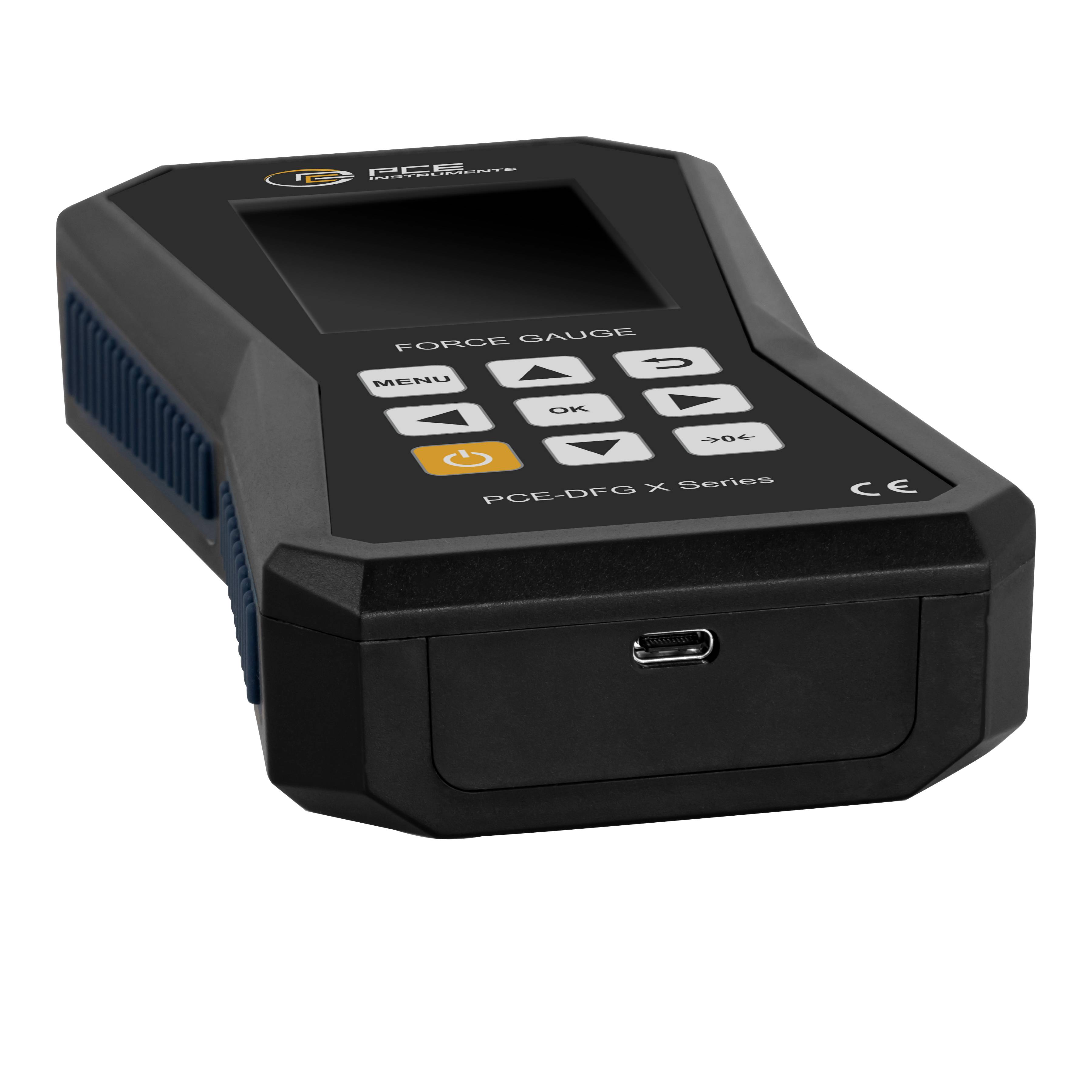 Ein digitales Feuchtemessgerät für Altpapier zeigt einen Messwert von 23,8% an. Das Gerät ist schwarz mit einer angebrachten Sonde und einem Handgelenksriemen.