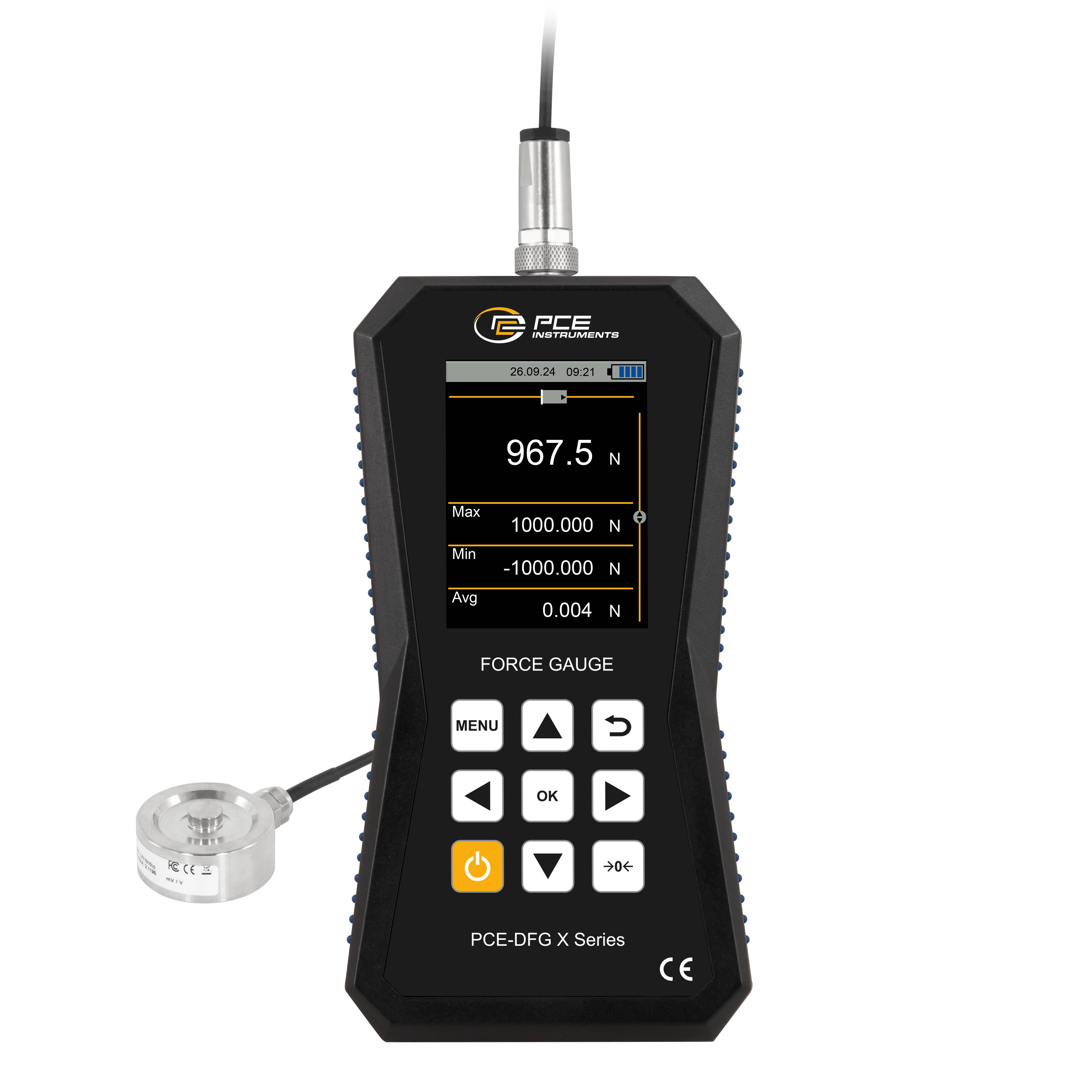 PCE Instruments Kraftmesser PCE-DFG 1K XF |1000N |Genauigkeit ±0,05 % FS |32 GB Speicher für 30 Mio. Messpunkte |USB-C