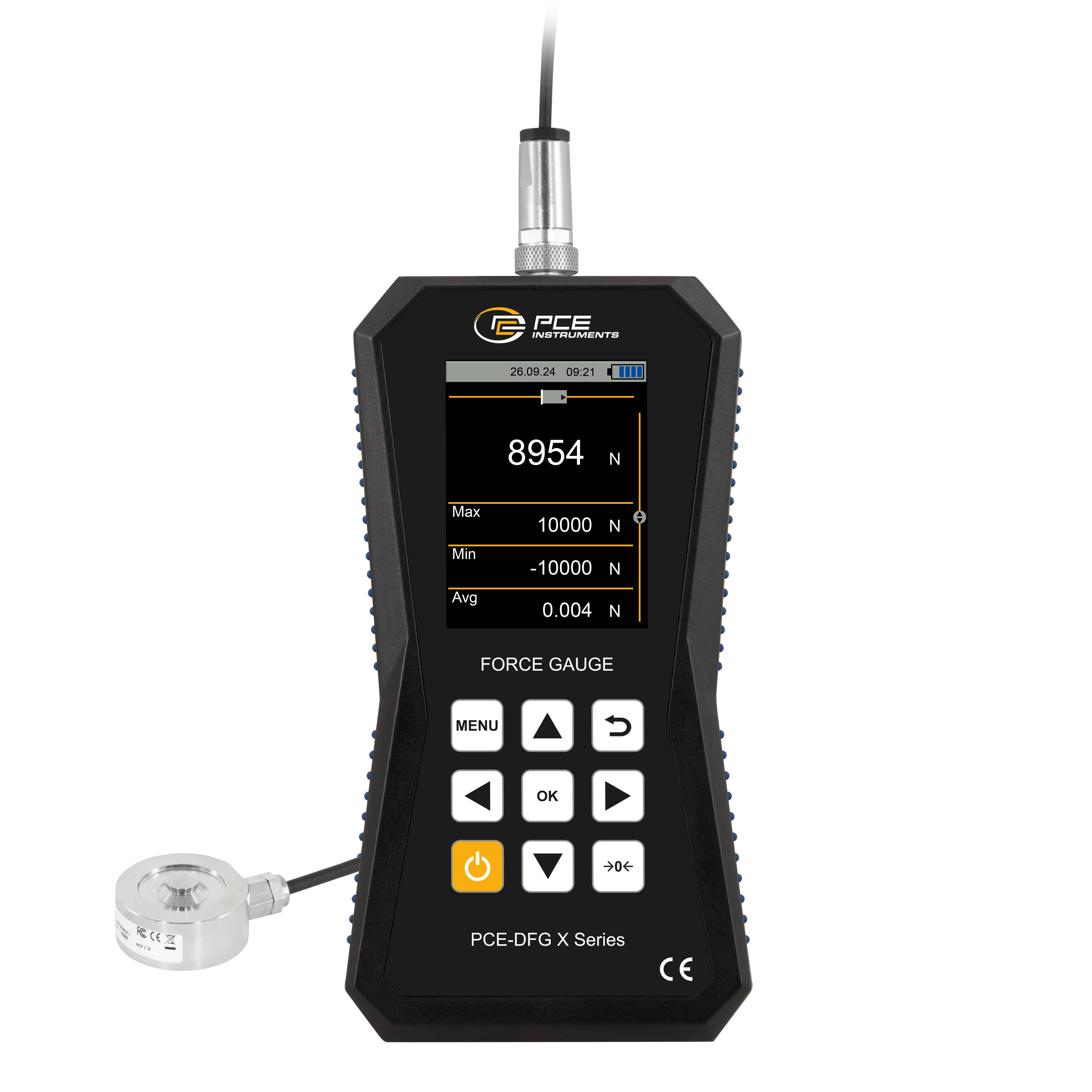 PCE Instruments Kraftmesser PCE-DFG 10K XF |10000N |Genauigkeit ±0,05 % FS |32 GB Speicher für 30 Mio. Messpunkte |USB-C