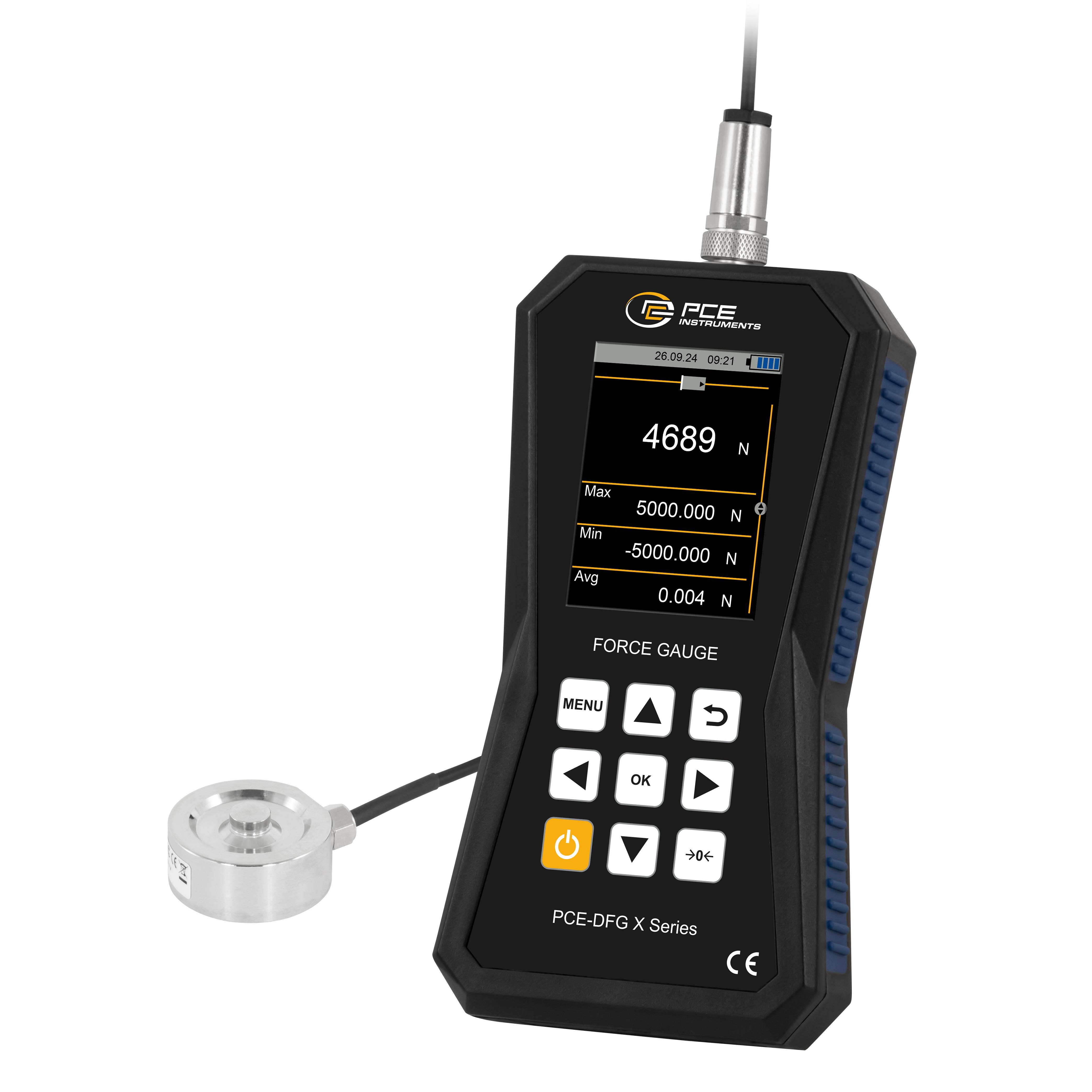 PCE Instruments Kraftmesser PCE-DFG 5K XF |5000N |Genauigkeit ±0,05 % FS |32 GB Speicher für 30 Mio. Messpunkte |USB-C