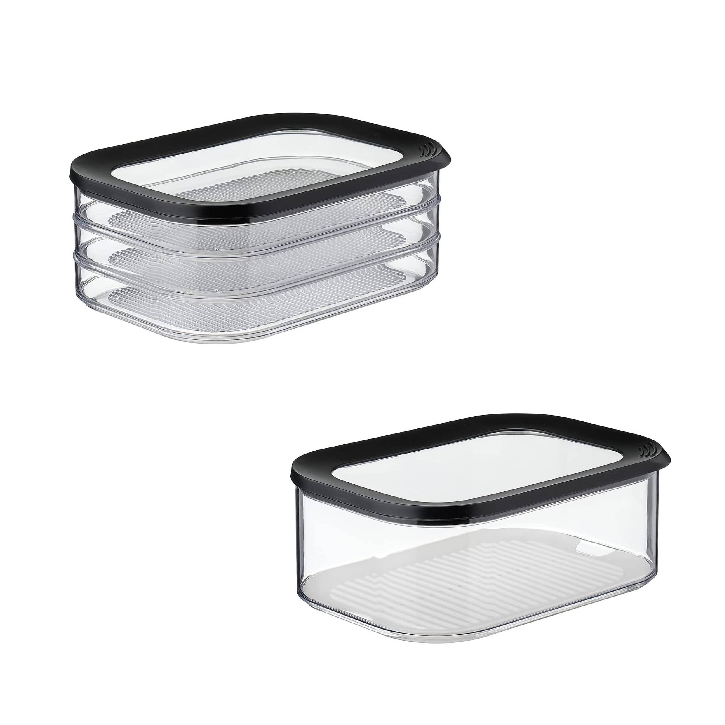 Mepal | Frischhaltedosen Set | Modula Meat and Cheese | ideal für Fleisch und Käse | transparentes Sichtfenster | stapelbar und platzsparend | Spül