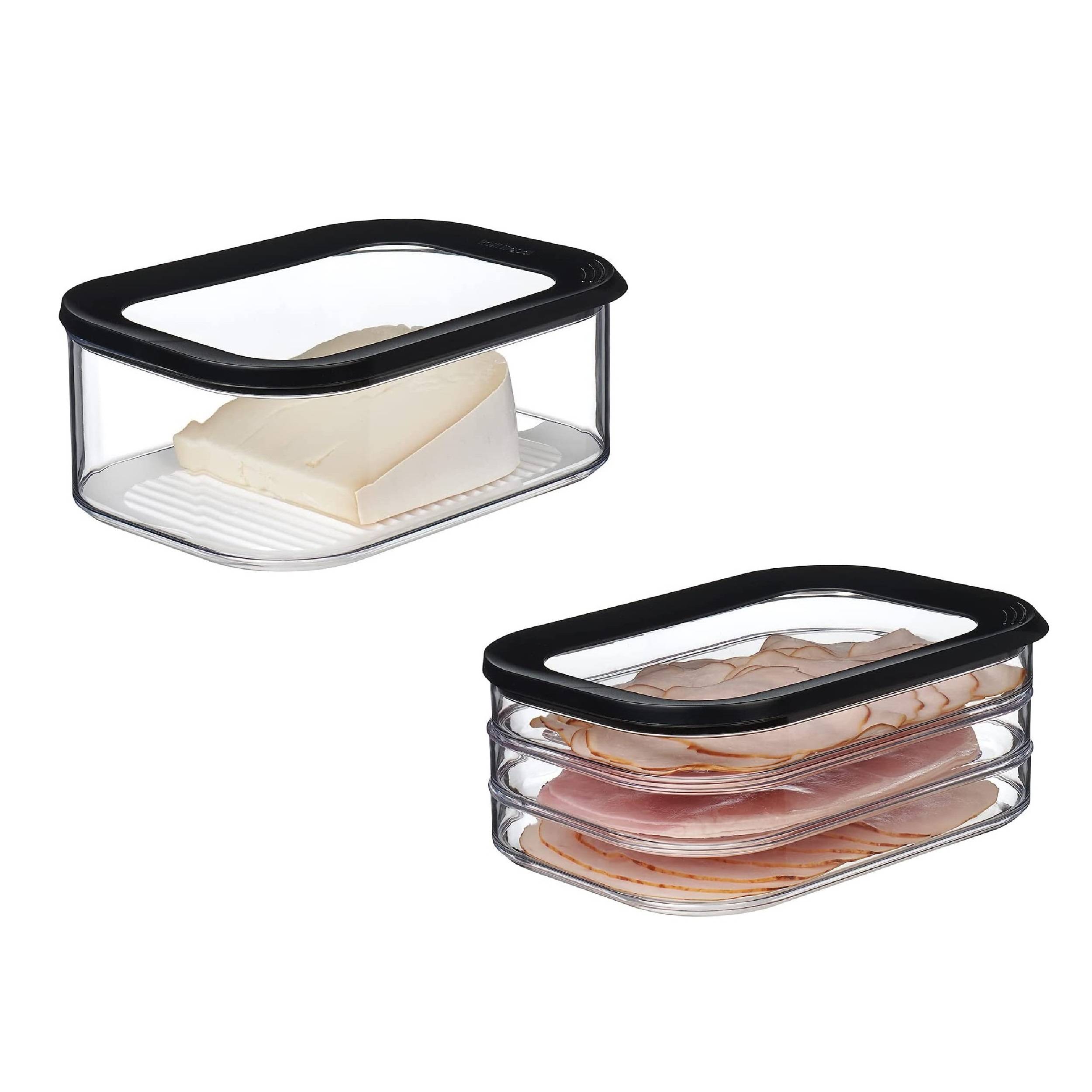 Mepal | Frischhaltedosen Set | Modula Meat and Cheese | ideal für Fleisch und Käse | transparentes Sichtfenster | stapelbar und platzsparend | Spül