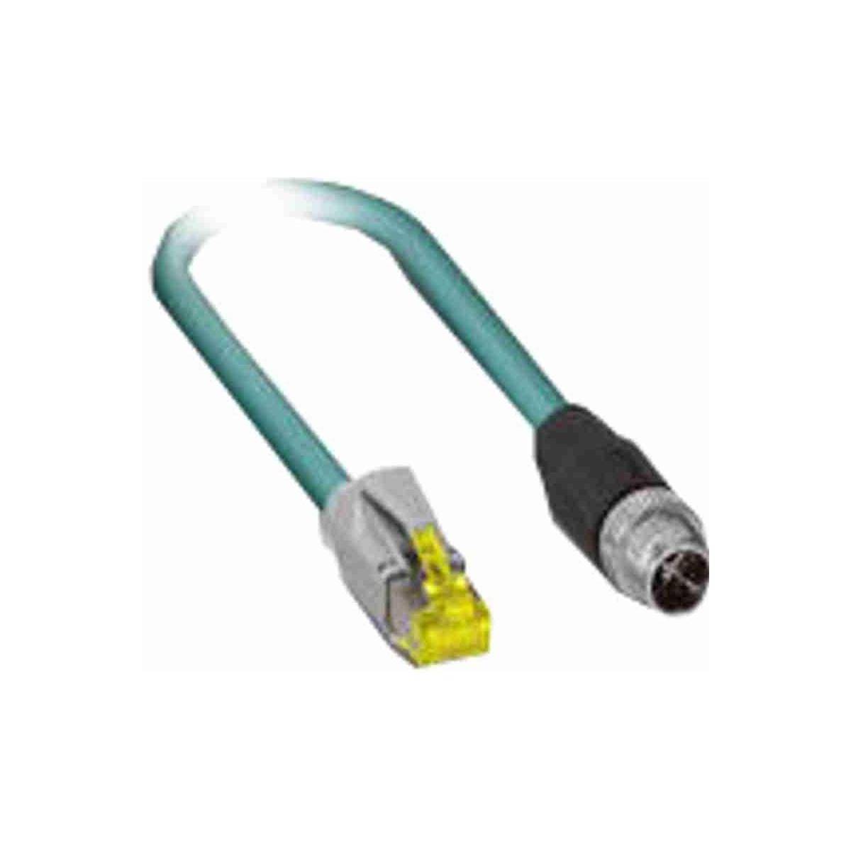 M12-auf-RJ45 Cat-5E UTP Gigabit-Ethernet-Kabel, 8-poliger X-codierter Stecker, IP6