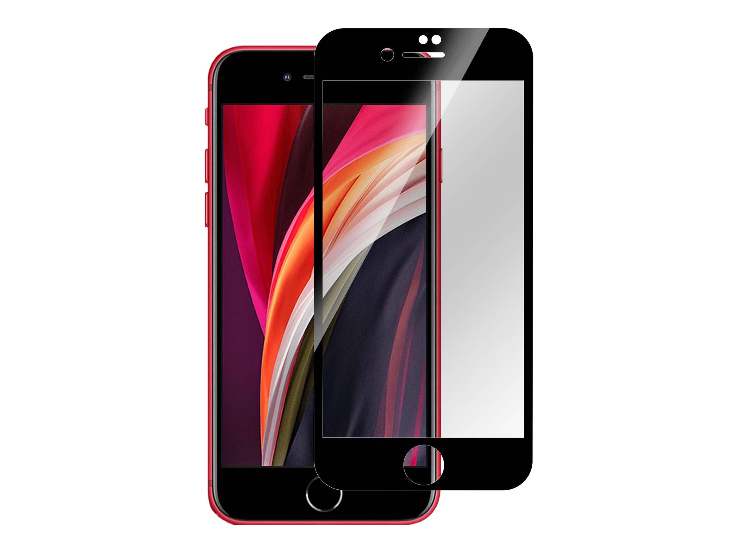 eSTUFF Titan Shield - Bildschirmschutz für Handy - volle Abdeckung - Glas - Rahmenfarbe schwarz - für Apple iPhone SE