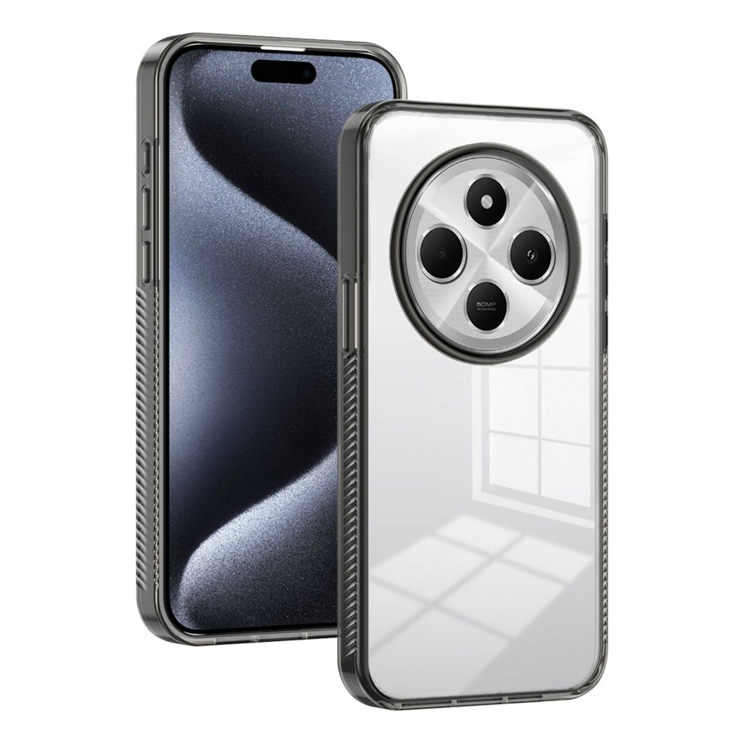 Für Xiaomi Redmi 14C 4G Acryl TPU + Transparent PC Schutz Hülle Cover Schwarz