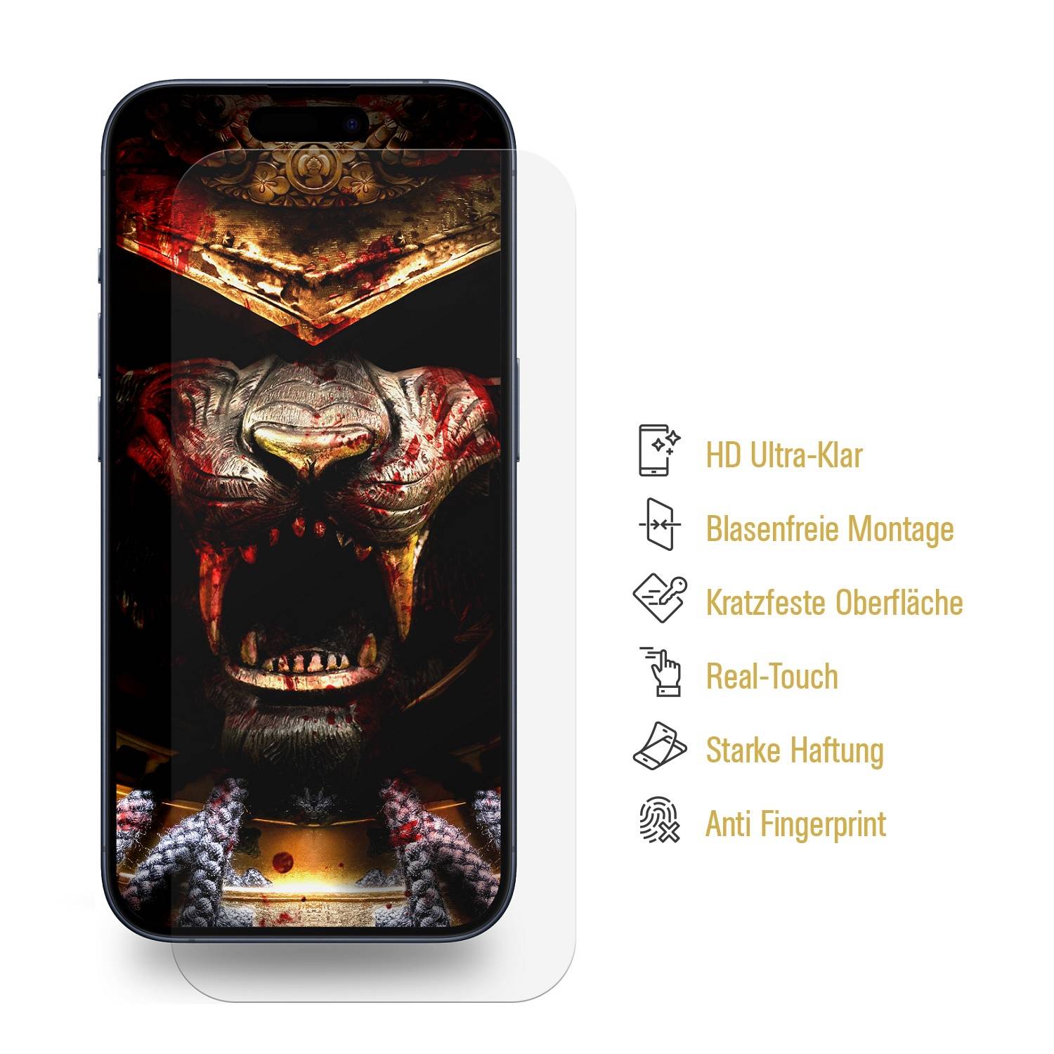 6x 9H Nano-Glass für iPhone 16 Pro 3D KLAR Displayschutz Schutzglas Schutzfolie Panzerfolie Panzerglas Screen-Protector ANTI-SHOK