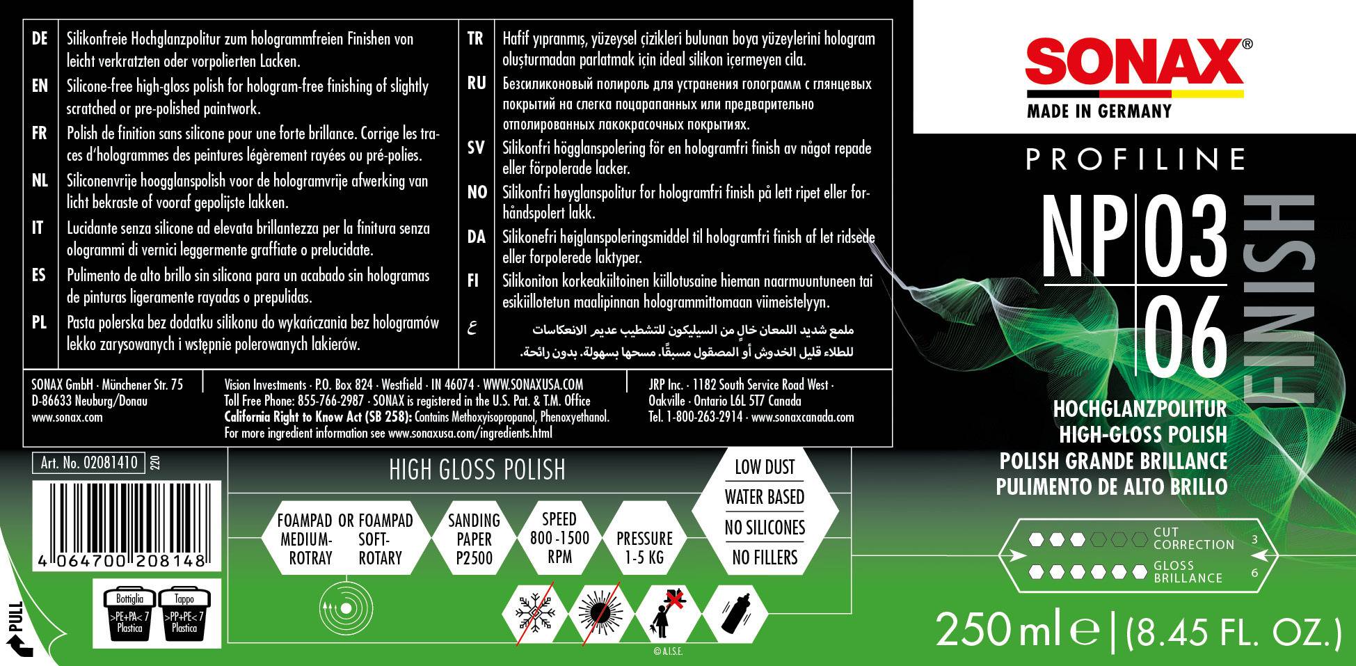 SONAX PROFILINE NP 03-06 250 ml