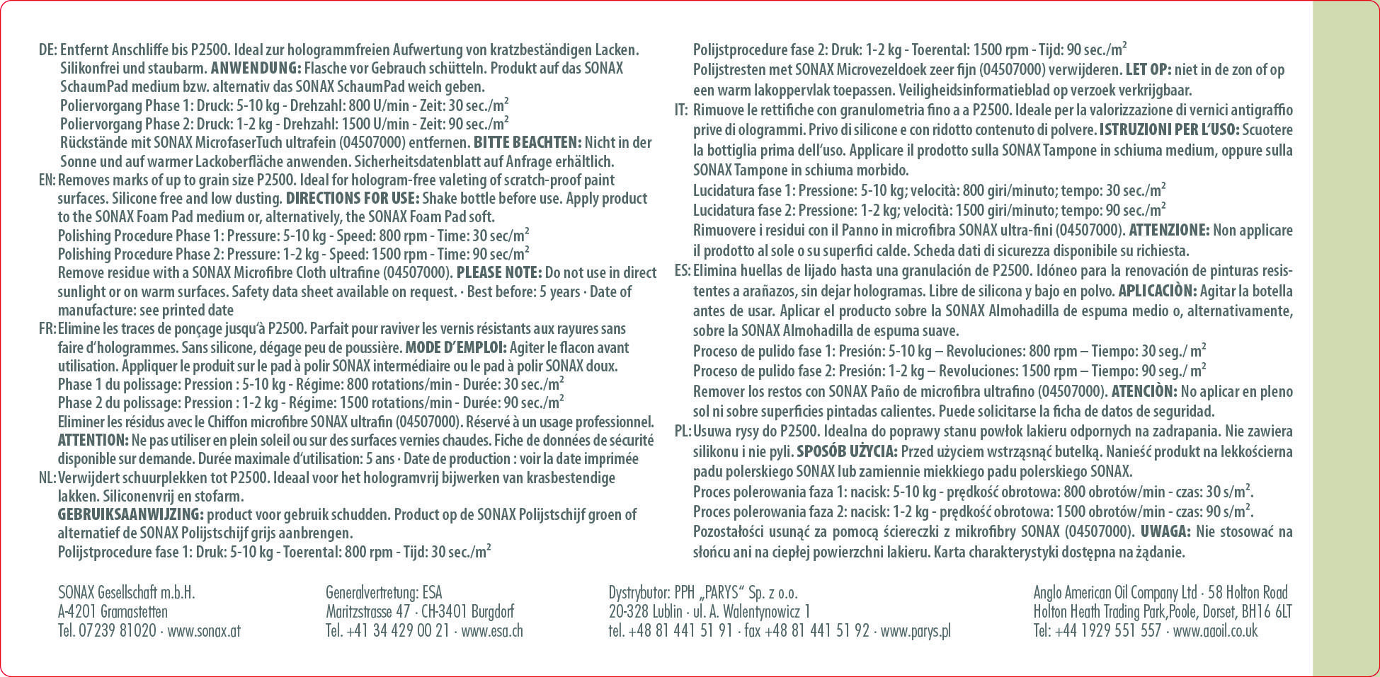 SONAX PROFILINE NP 03-06 250 ml