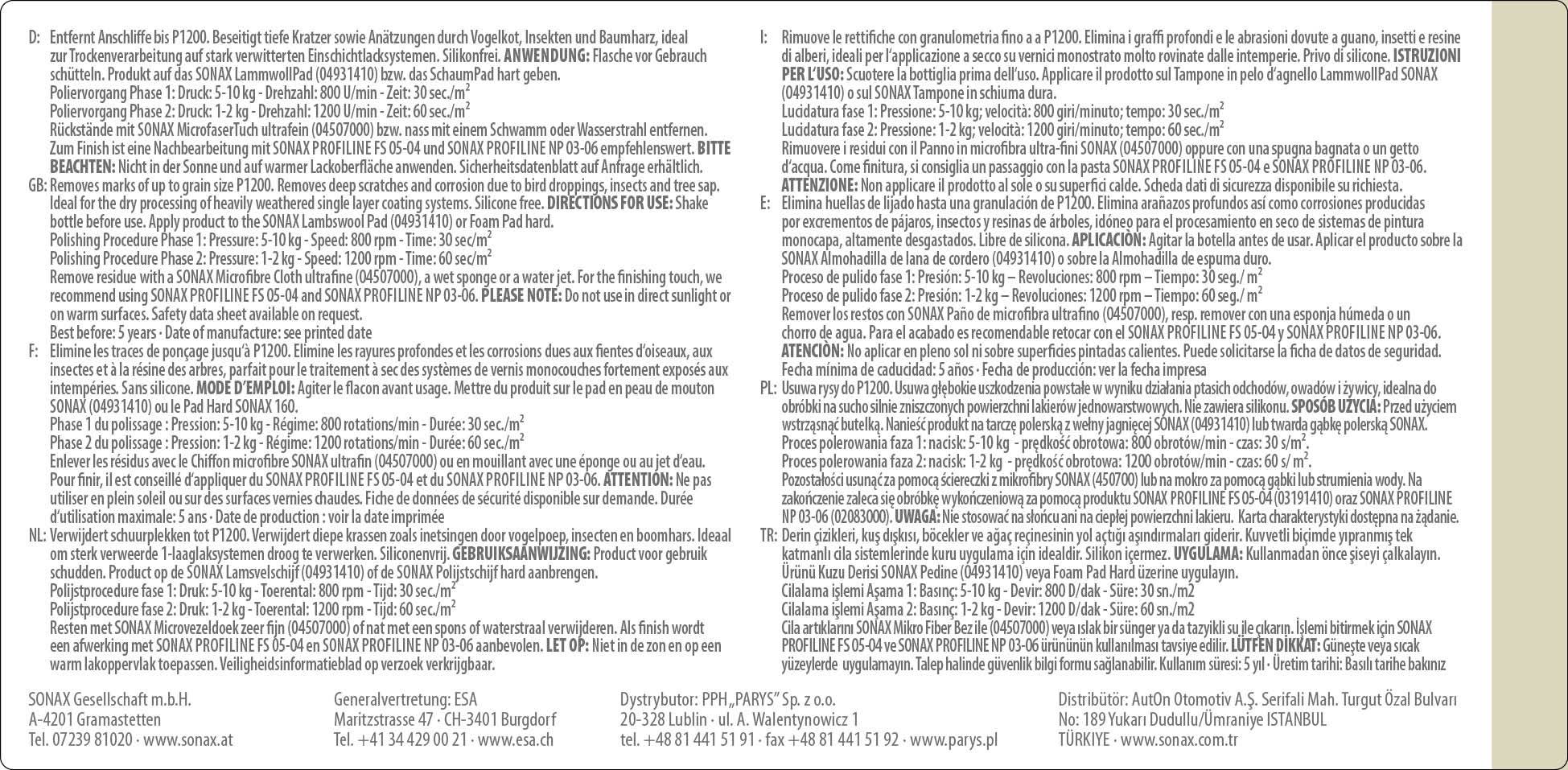 SONAX PROFILINE SP 06-02 250 ml