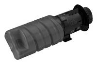 Taktische Taschenlampe mit geripptem Gehäuse und Befestigungsvorrichtung, konzipiert für eine sichere Montage an Ausrüstung oder Ausrüstungsgegenständen.