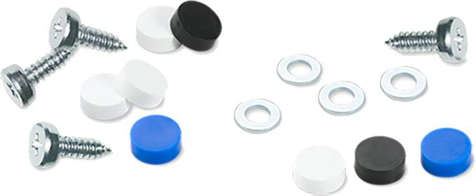 UTSCH Schrauben für Kennzeichen mit Kappen 4,8 x 16 mm Set