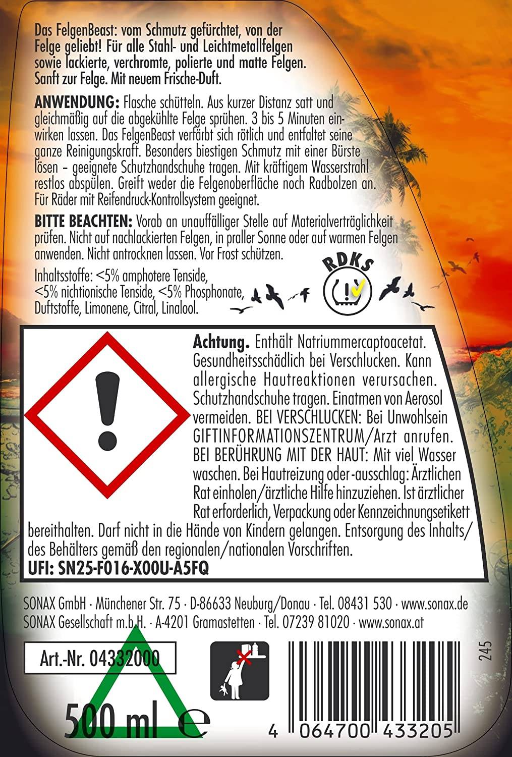 SONAX Felgenreiniger FelgenBeast Sonderedition 500 ml