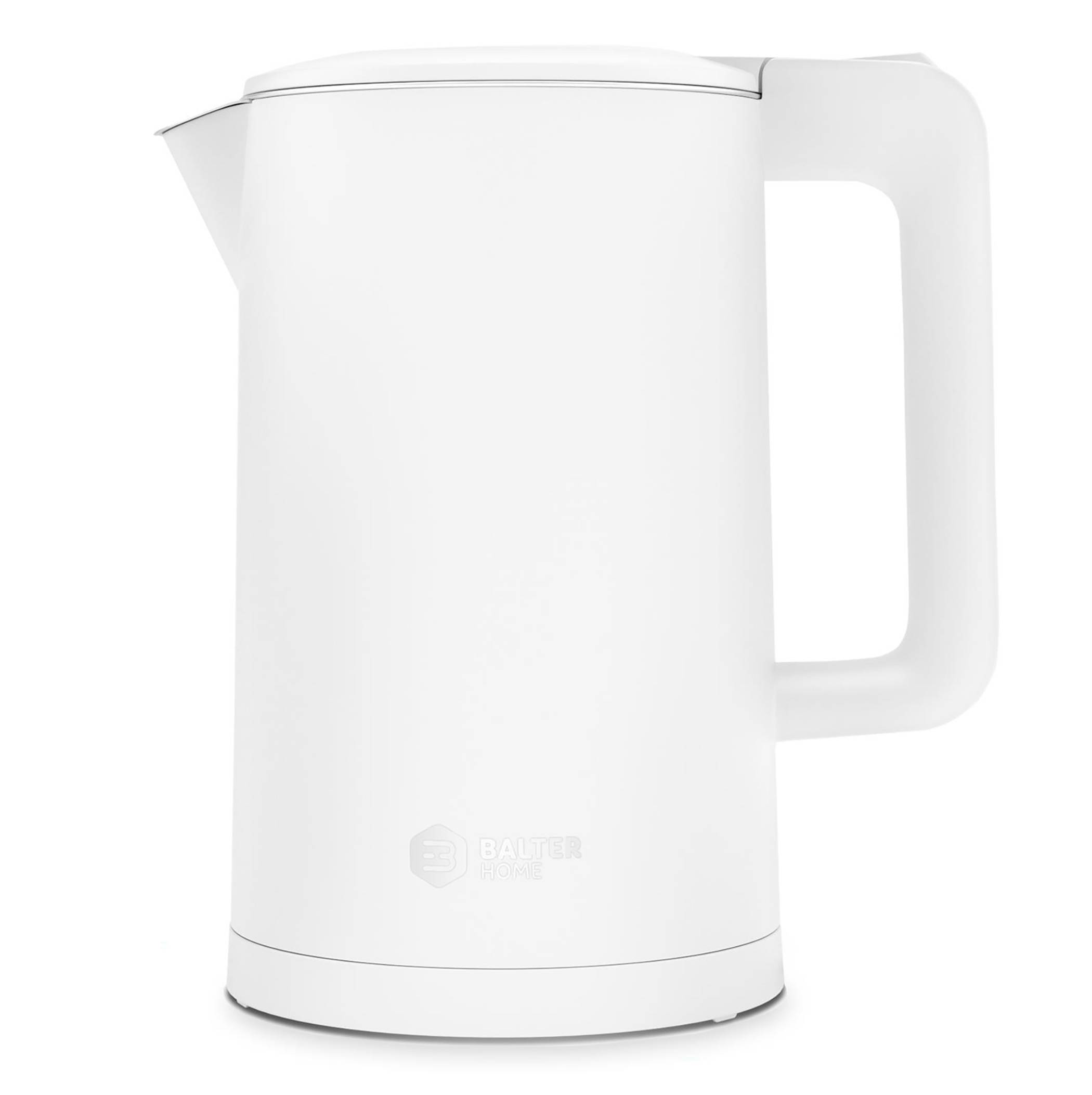 Balter Wasserkocher Edelstahl WK-4, 1,7 Liter, elektrischer Wasserkocher, Doppelwand Design, BPA frei, LED, Teekocher Kompakt, leise (Weiß)