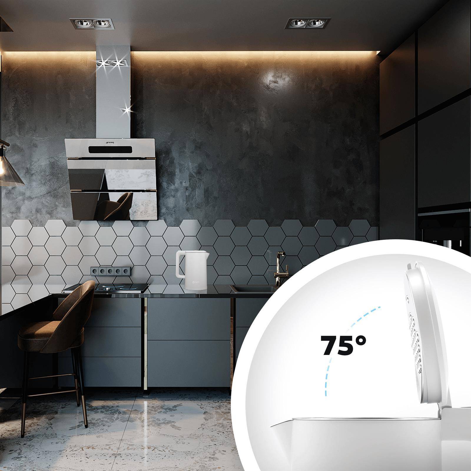 Balter Wasserkocher Edelstahl WK-4, 1,7 Liter, elektrischer Wasserkocher, Doppelwand Design, BPA frei, LED, Teekocher Kompakt, leise (Weiß)