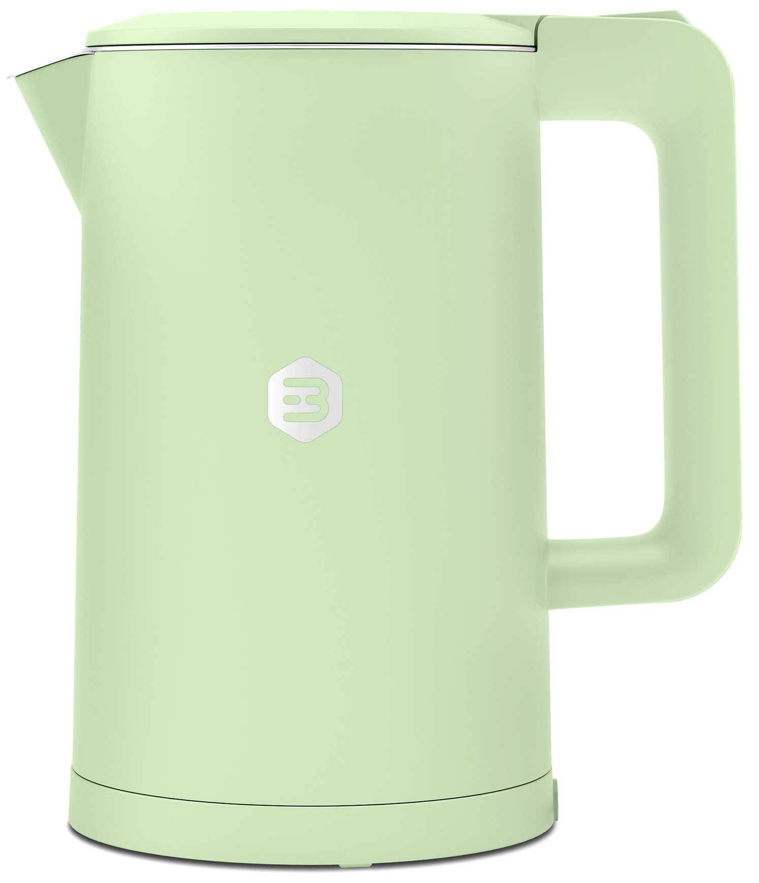 Balter Wasserkocher Edelstahl WK-4, 1,7 Liter, elektrischer Wasserkocher, Doppelwand Design, BPA frei, LED, Teekocher Kompakt, leise (Mint)