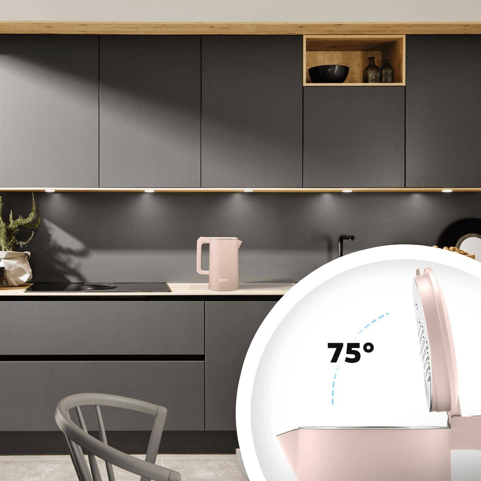 Balter Wasserkocher Edelstahl WK-4, 1,7 Liter, elektrischer Wasserkocher, Doppelwand Design, BPA frei, LED, Teekocher Kompakt, leise (Pink)