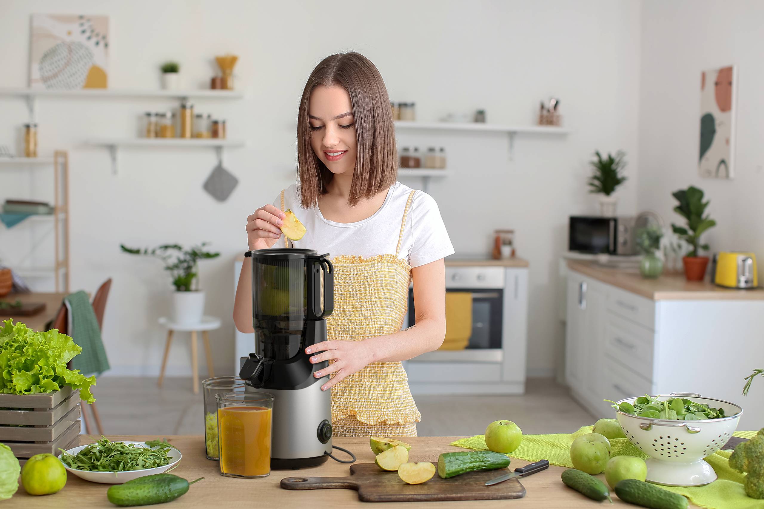 Balter Entsafter Slow Juicer, Große 135MM Öffnung, 300 Watt, Entsafter für Gemüse und Obst, Früchte, Saftpresse, BPA Frei, leise