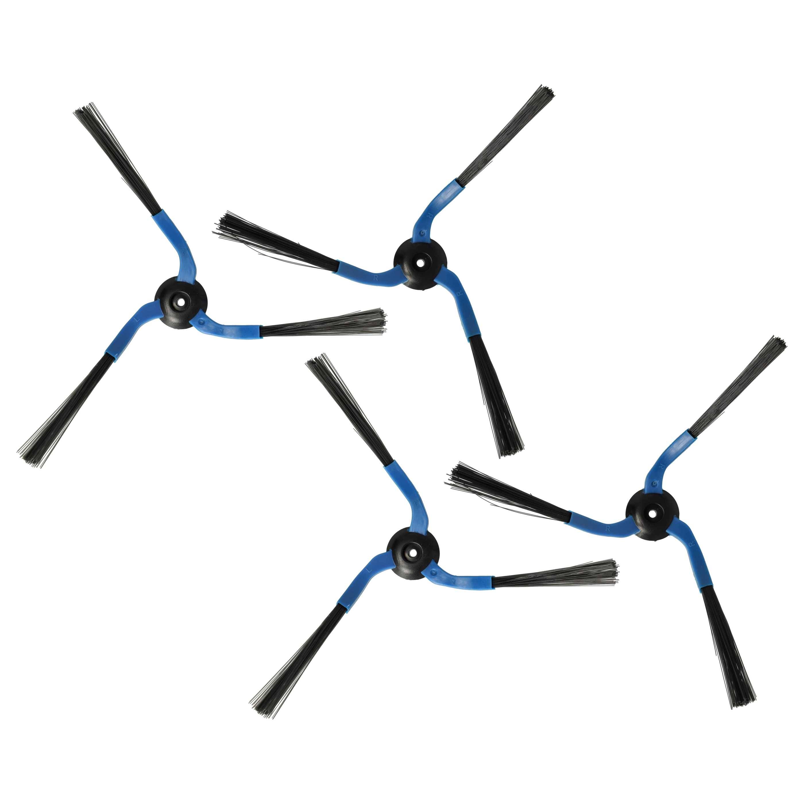 vhbw 4x Seitenbürste kompatibel mit Samsung Navibot VCR8750, VCR8824, VCR8825 Saugroboter - Reinigungsbürsten Set, links/rechts, schwarz / blau