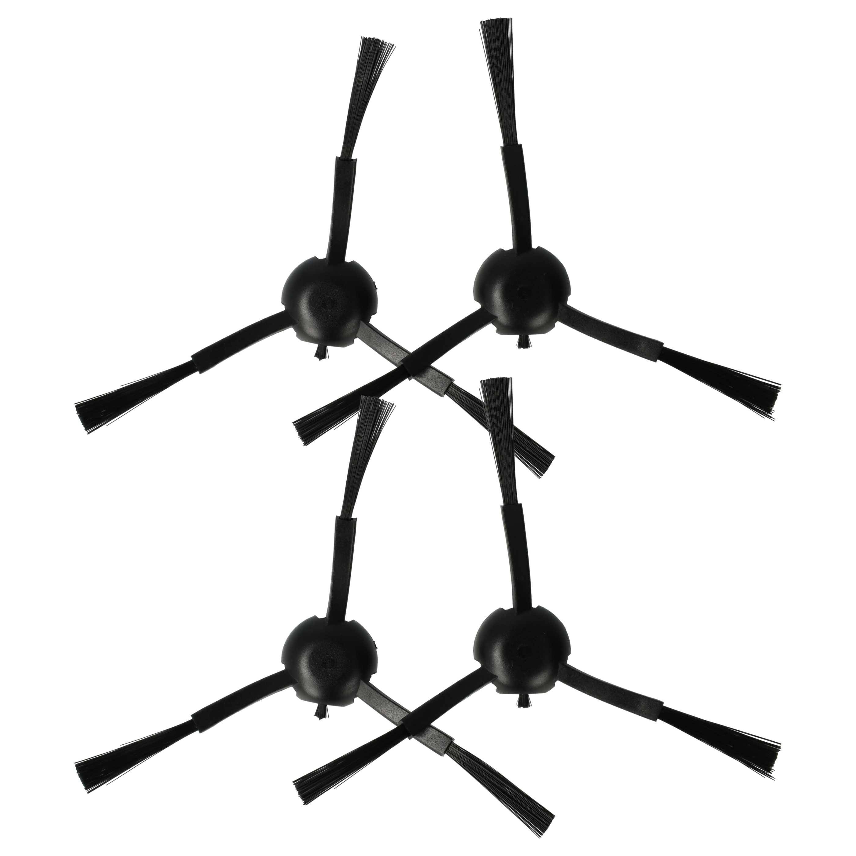 vhbw 4x Seitenbürste kompatibel mit Dreame L10s Pro Ultra, L20 Ultra, S10, S10 Plus, S20 Ultra Saugroboter - Reinigungsbürsten Set, schwarz