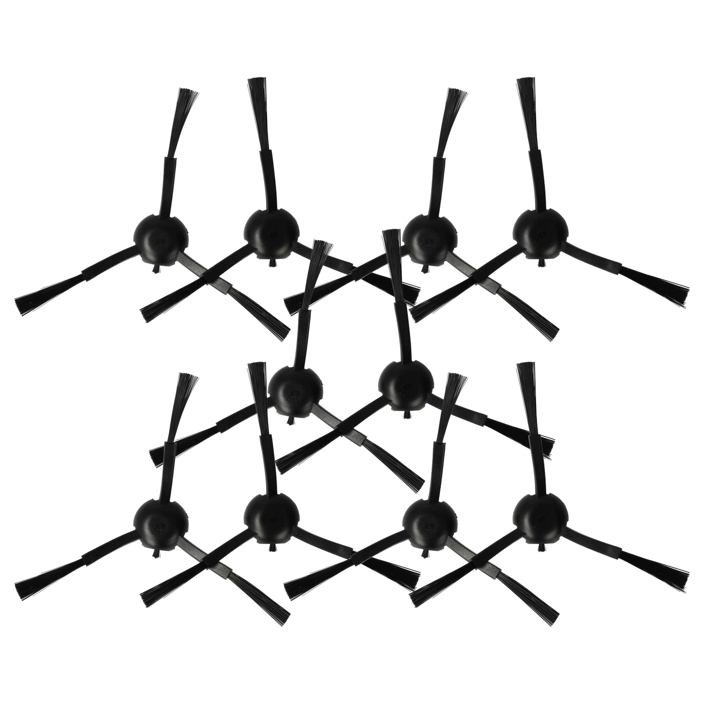 vhbw 10x Seitenbürste kompatibel mit Xiaomi S20+, S20 Saugroboter - Reinigungsbürsten Set, schwarz