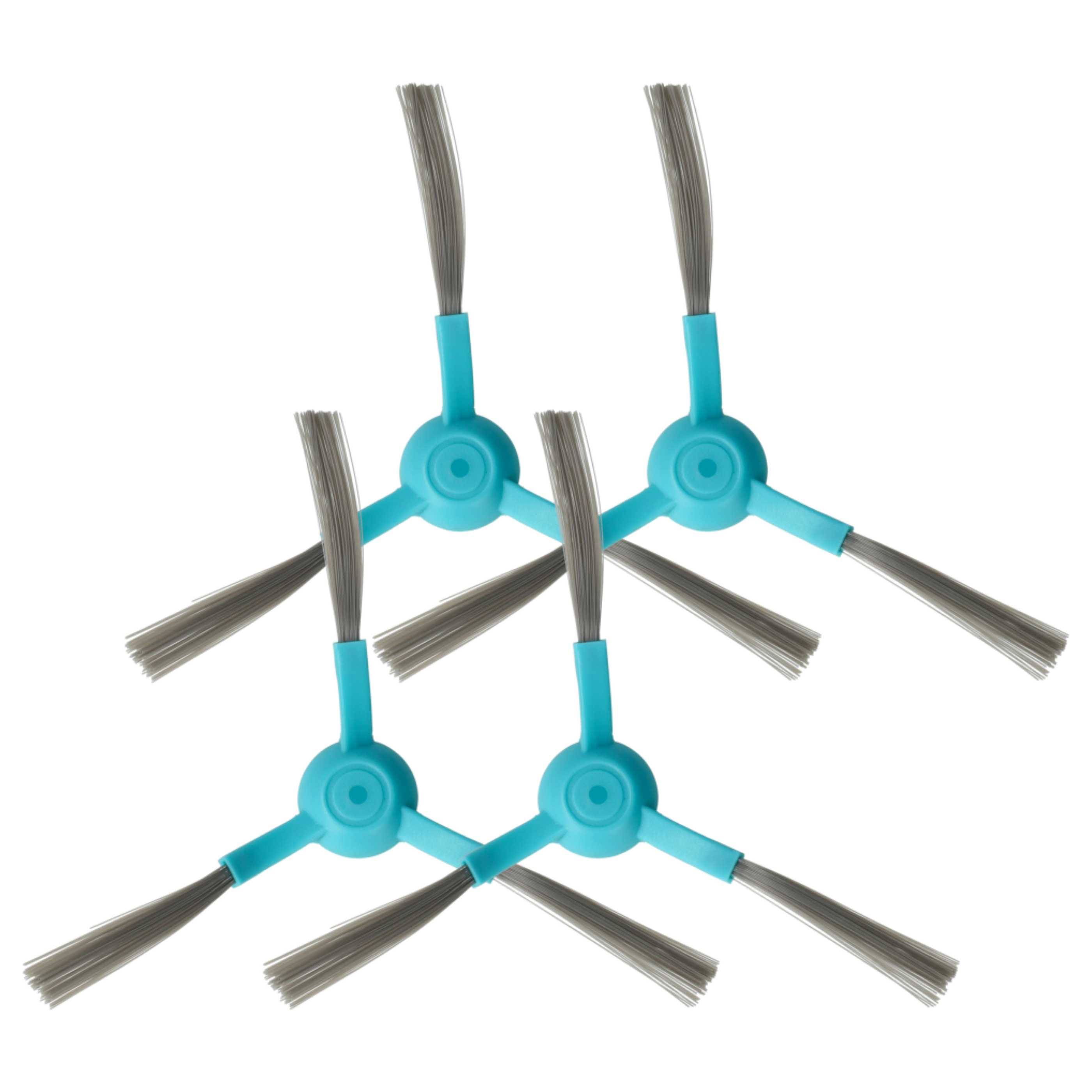 vhbw 4x Seitenbürste kompatibel mit Proscenic M6 Pro Saugroboter - Reinigungsbürsten Set, schwarz / hellblau