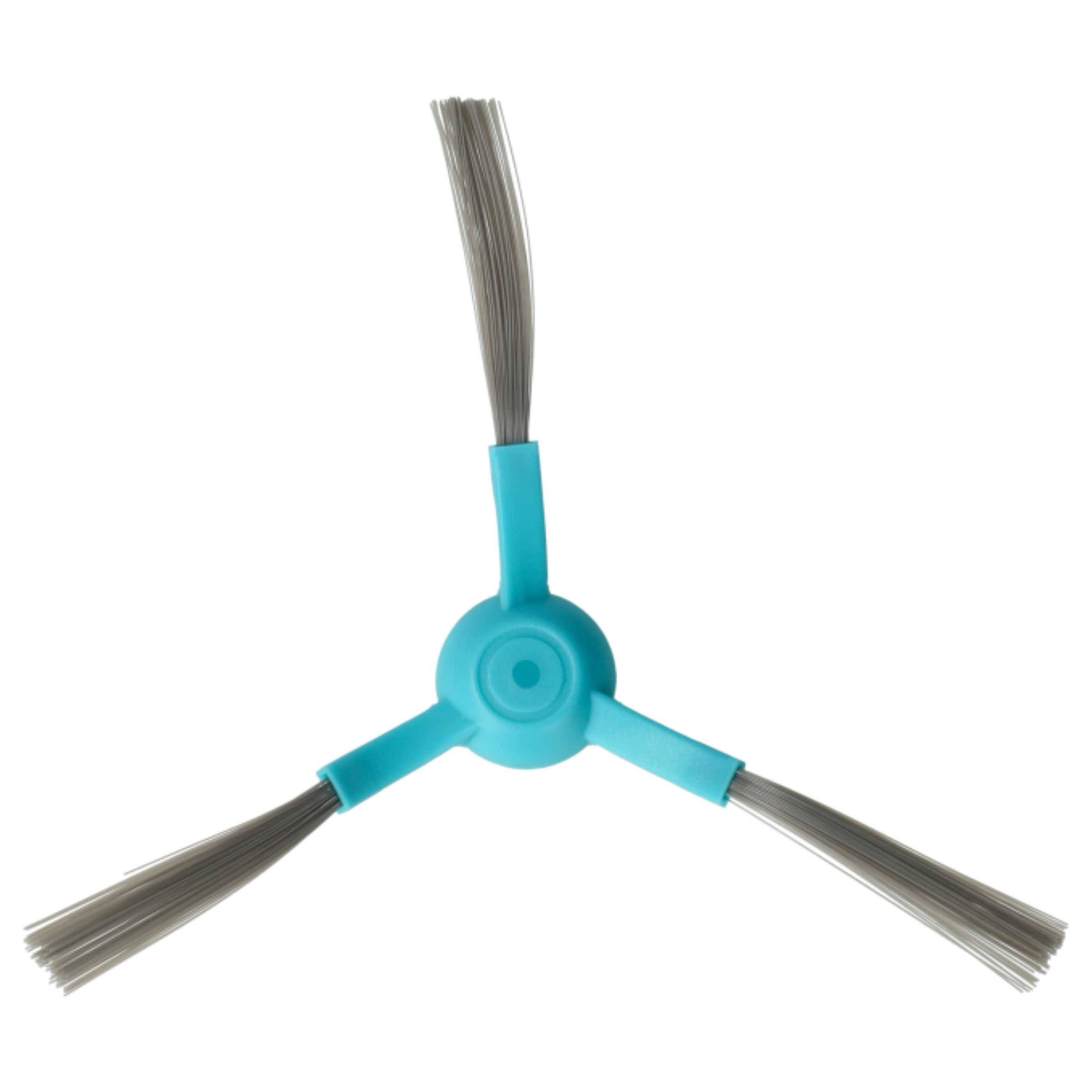 Ein rotierendes Bürstenaufsatz mit drei grauen Borsten und einer blauen Mitte, typischerweise für Staubsaugerroboter verwendet.