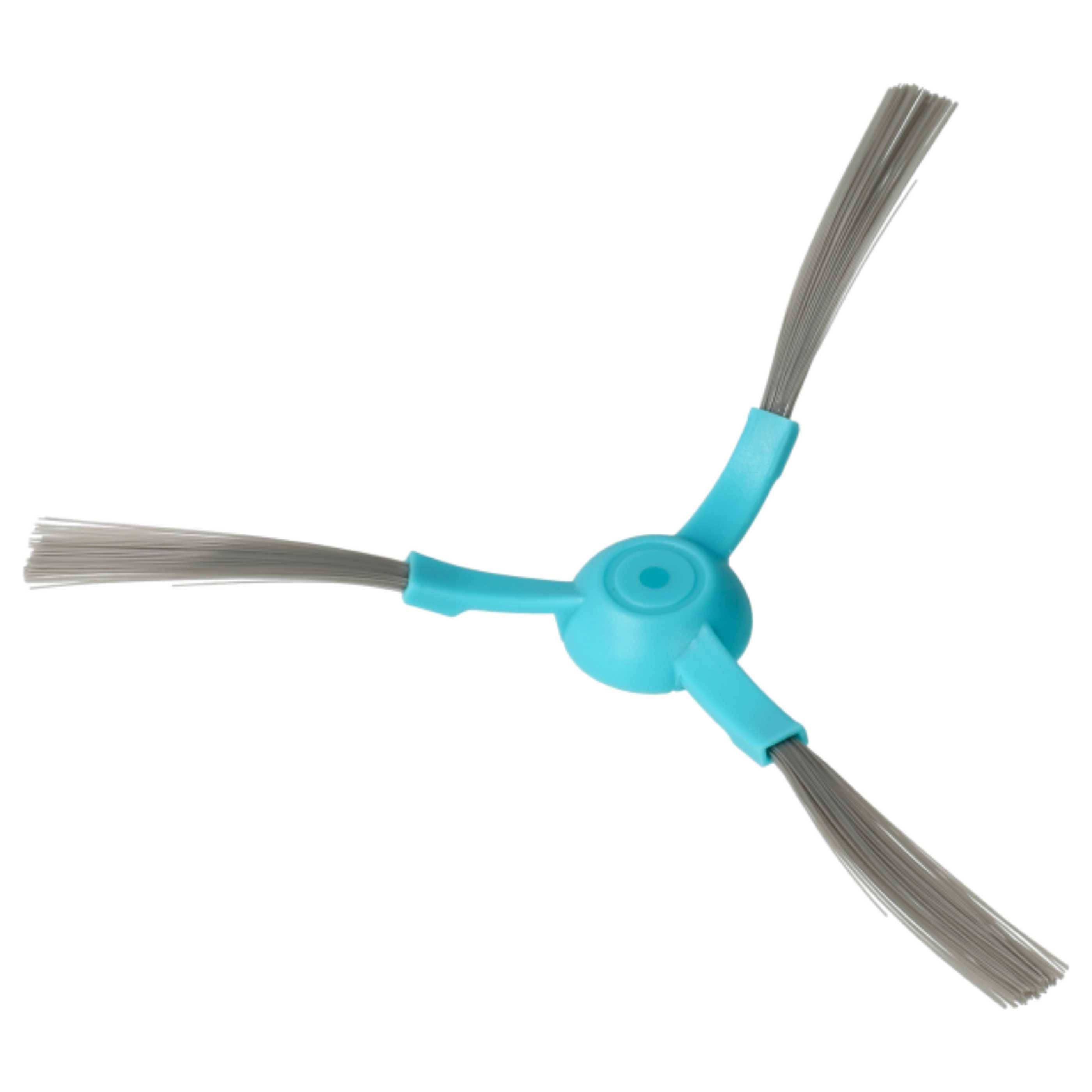 Eine blaue dreiartige Staubsaugerbürste mit grauen Borsten, entwickelt zum effizienten Reinigen von Kanten und Ecken.