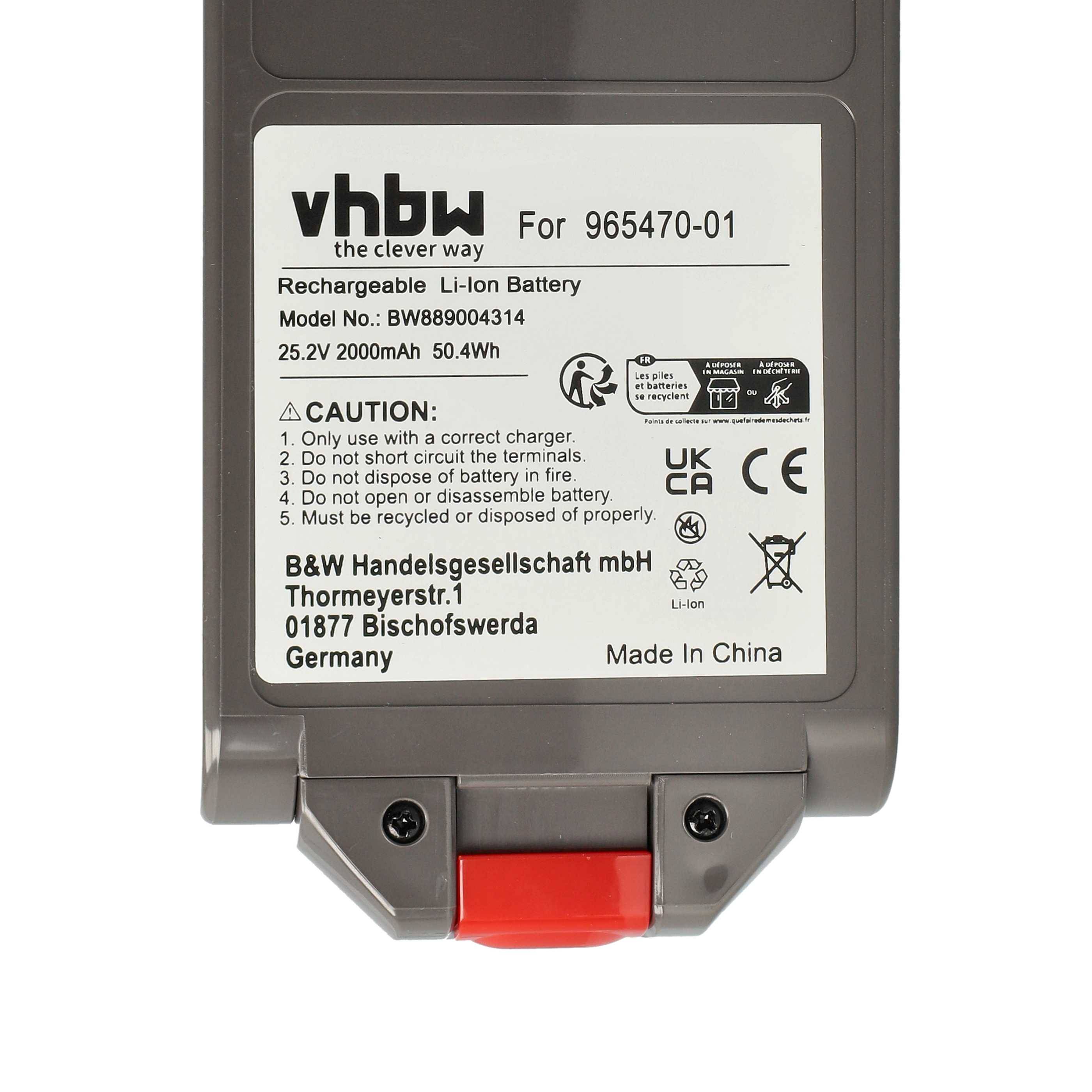 vhbw Akku kompatibel mit Dyson SV30 Staubsauger Grau (2000 mAh, 25,2 V, Li-Ion)
