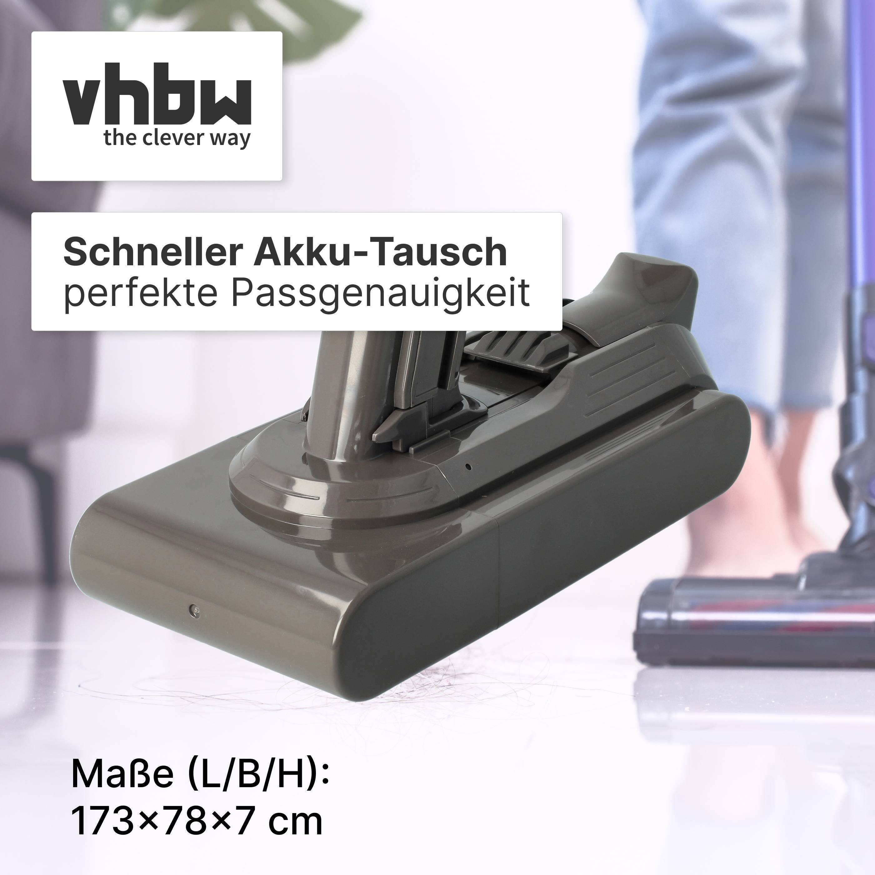 vhbw Markenvakuum-Akkupack mit deutschem Text „Schneller Akku-Tausch